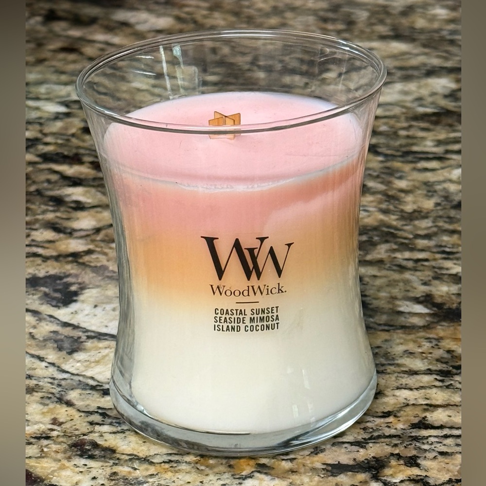 WoodWick Trilogy Candle 9.7 oz. Coastal Sunset Seaside Mimosa Island Getaway NEW